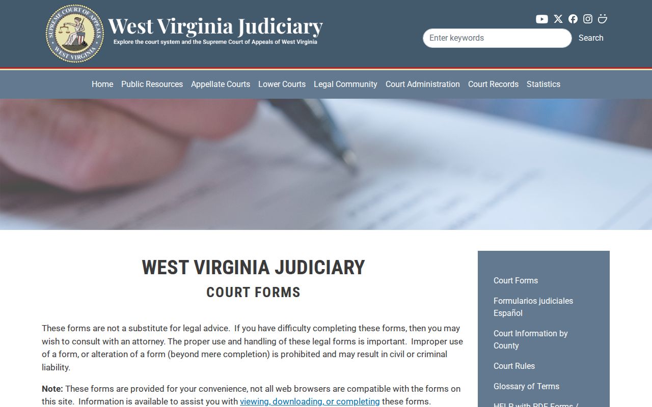 Upshur County booking record expungement forms at the West Virginia Judiciary